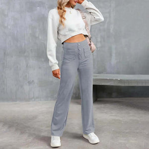 Multiple Pockets Straight Leg Casual Pants
